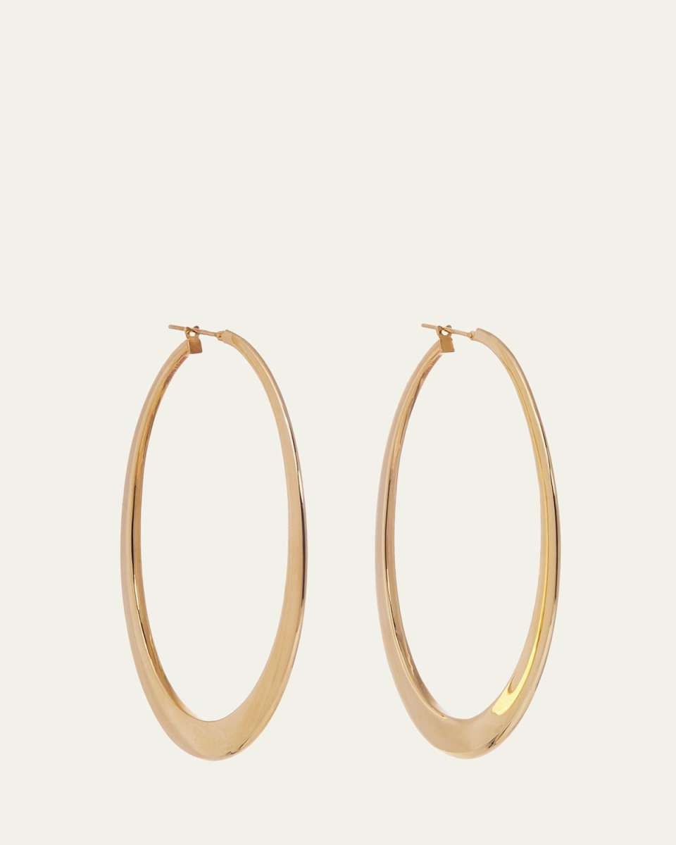 18K Yellow Gold Crescent Hoop Earrings